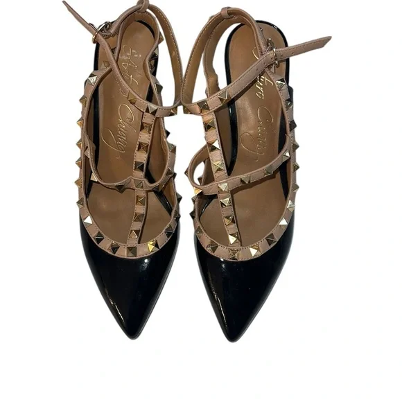 Arturo Chiang Black and Tan Studded Heels - Picture 7 of 7